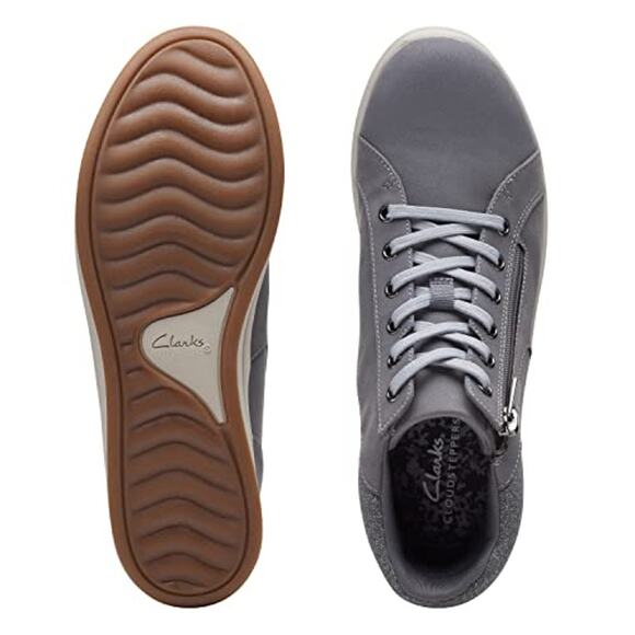 NWT Clarks Women's Breeze Glide Lace-up Zip Sneakers - Dark Grey 10 - Picture 4 of 6